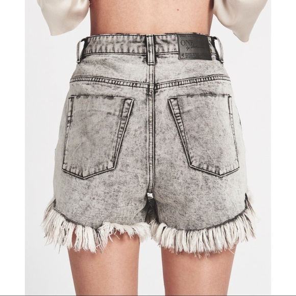 One Teaspoon High Waist Grey Society Acid Wash Fray Hem Bonita Jean Shorts Sz 26 - Picture 2 of 10